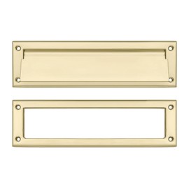 khtumeware Brushed Antique Brass 10 inch 1-Pack Solid Brass Mail Slot with Solid Brass Internal Frame is Well Made Door Mail Slots