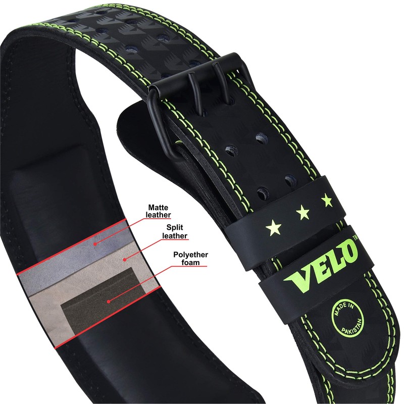 VELO Power Weight Lifting Buffalo Hide 4" Leather Belt Gym