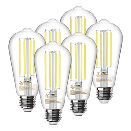 TJOY 6 Pack E26 Base Vintage LED Edison Light Bulbs, 60W Equivalent Dimmable, 4000K Natural White, 8W ST58 LED Filament Bulbs, 800Lumens, CRI80+, Antique Glass Style for Home, Bedroom, Farmhouse
