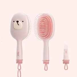 Cute Detangling Hair Brush comb with air cushion for pain-free brushing for all hair types for women men children with straight curly thick hair（Pink）