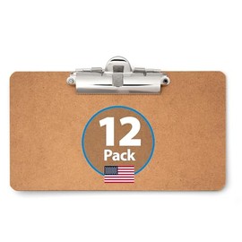 Officemate 5" x 9" Clipboard for Receipts, Low Profile Metal Clip & Pen Holder on Side, Memo Size for Restaurants, Hotels, Food Trucks, Bars, Schools, and Other Venues, 12 Clipboards (83158)