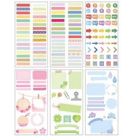 (Pack of 2) Basal Scrapbooking Stickers for Journaling - Arabic Numbers Arrow Color Divider Line Tags Sticker for Art Journals DIY Scrapbooking Calendar Arts Crafts Collage Water Bottles