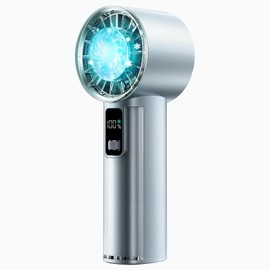 PANERGY High Speed Handheld Fan with Ice Cooler,1-100 Speed Adjustable Mini Turbo Fan, 4000mAh Battery Rechargeable & Digital Display,Gifts for Women Men Travel/Office/Beach/Camping(Blue)