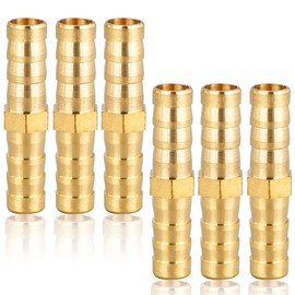 Hose Connector 8 mm Brass 6 Pieces Brass Hose Connection 8 mm (5/16 Inch) Straight Barb Connector Brass Hose Nozzle Connector Thread Fitting Brass Fittings