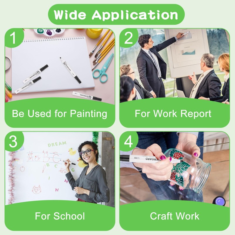 Deepton White Board Markers Black Erasable, 15 Pcs White Board