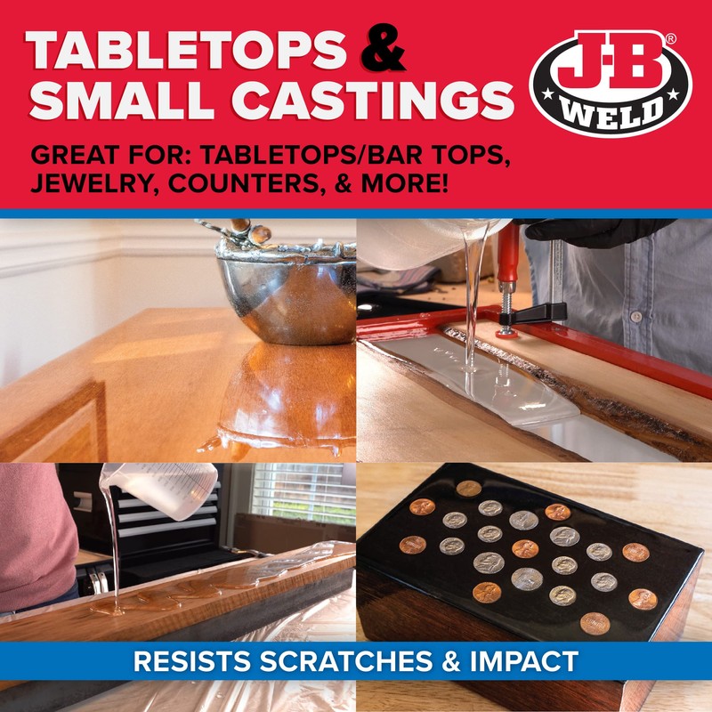 J-B Weld Tabletop Epoxy Resin, 1 Gallon Kit, Cures Clear,