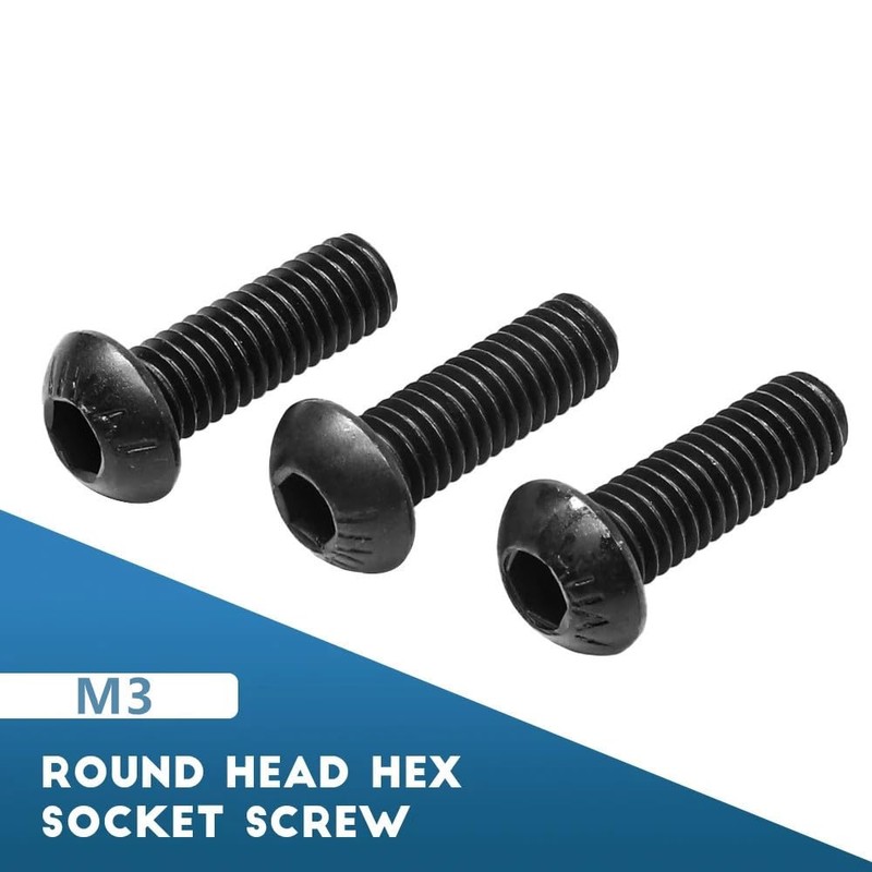 Pack of 50 M3 Hexagon Socket Screws Set, Black Hex