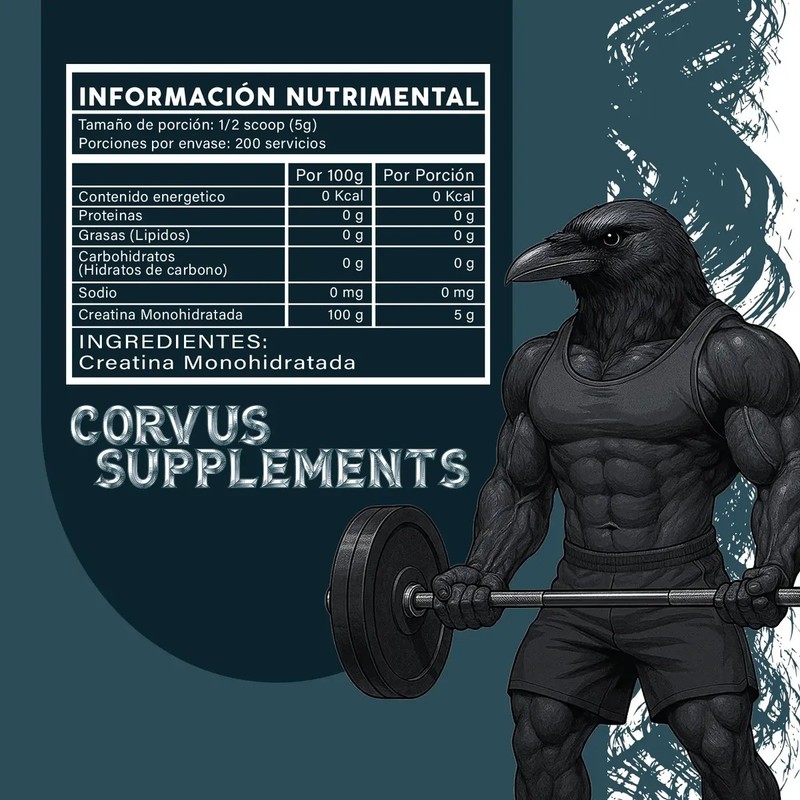 Creatina Monohidratada En Polvo 1kg Corvus Varios Sabores
