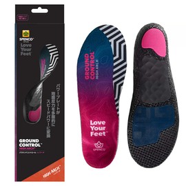 Spenco 22062 Ground Control, High Arch, Ergonomic Hard Orthodontic Insole, Sports, Daily Life, Adjustable, Power Plate, Ground Reaction Gel, Padded, Unisex, Large Size 10.8 - 11.4 in (27.5 - 29.0 cm), Black/Purple