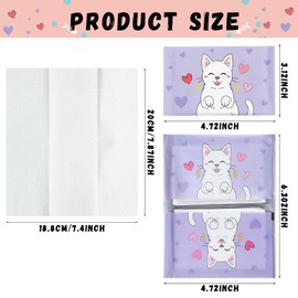 100 Pack Travel Size Tissue Pocket Tissues Mini Travel Tissues Packs 3 Ply Travel Tissues Bulk Slim Pocket Tissues Wallet Size Tissue for Guest Wedding, 4 Styles (Cat)