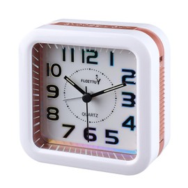 FLOITTUY Snooze Elegant Alarm Clock Silent No Ticking, Lighted on Demand and Battery Operated, Gradual Beep Sounds, Easy Set(White-RG)