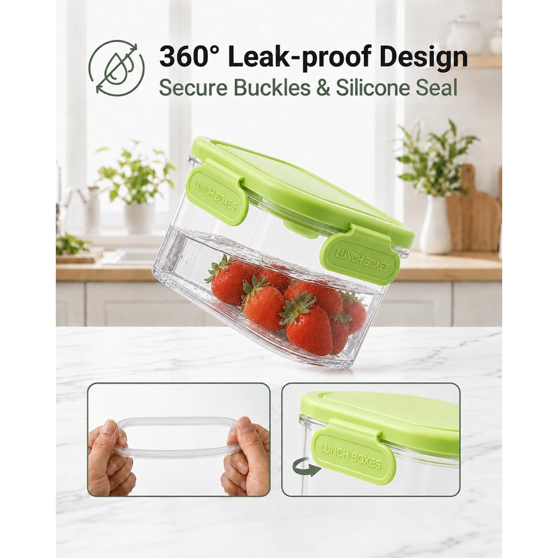 Snackle Box Container with Reusable Ice Pack, 27.1oz Grey+Yellow+Green