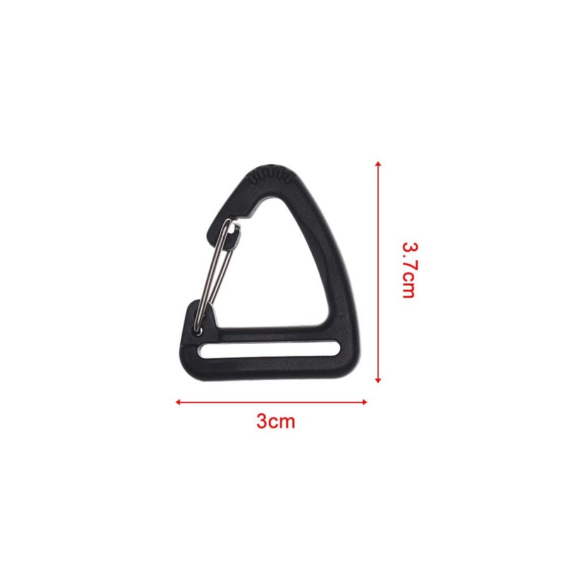 20Pcs Black Plastic Triangle 1 Inch Carabiners, Snap Hook Fasteners