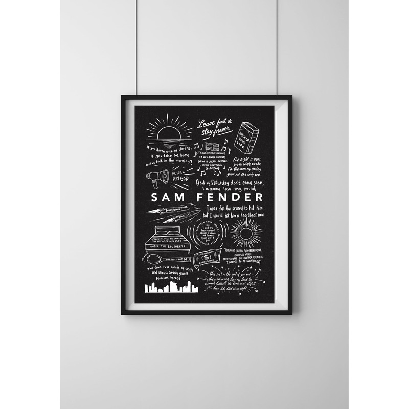 Sam Fender Doodle Lyric Poster - Sam Fender Print Gifts