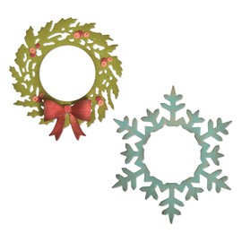 Sizzix Wreath & Snowflake by Tim Holtz Dies, us:one size, Multicolor