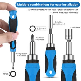44 in 1 Ratchet Screwdriver Bit Set - Mini Sockets, Stubby Grip Drivers Hand Tools, Magnetic Screwdriver, Mini Combination Tool Set, DIY and Professional Kit, 1/4" and 20mm Drive Precision Bits
