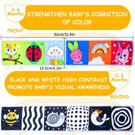 Baby Toys 0-6-12 Months, Tummy Time High Contrast Newborn Toys 0-3 6 Months, Baby Boy Girl Gifts, Visual Stimulation Learning Activity Cards, Soft Baby Book, Montessori Infant Toys 0-12 Months