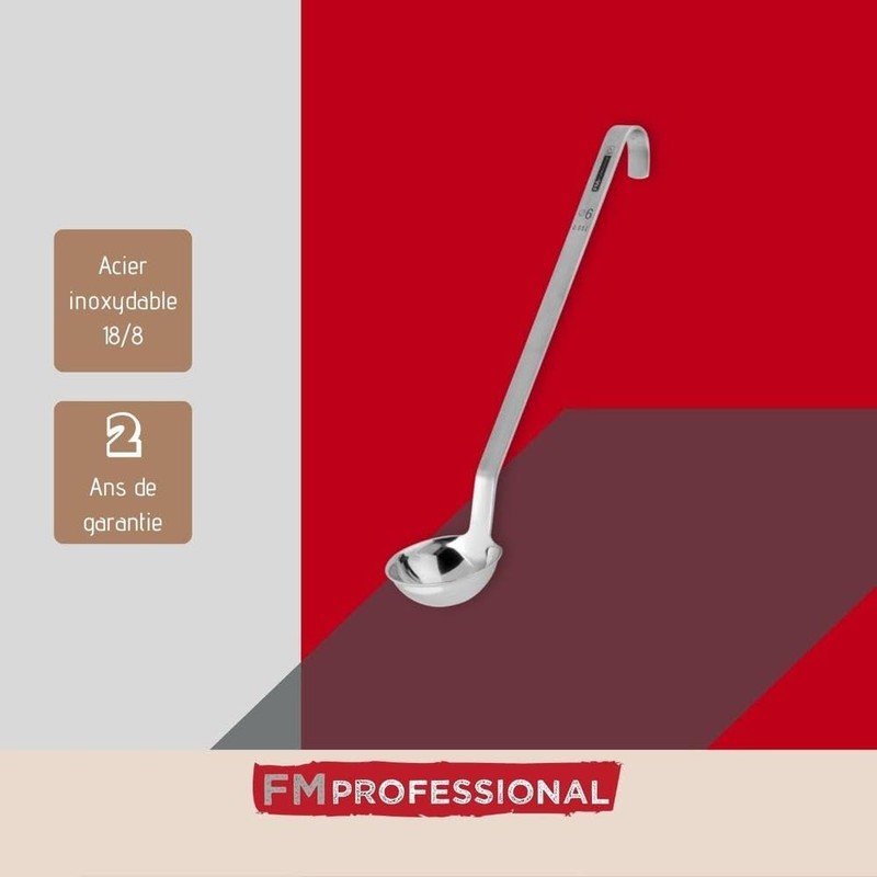 FM PROFESSIONAL Fmprofessional 21870 Soup Ladle, Stainless Steel, Silver, 50