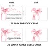 Pink Bow Baby Shower Invitation Set for Girls, 25 Set