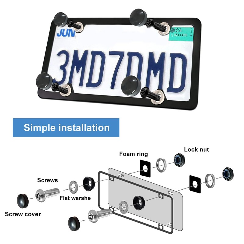 JUSTTOP Anti Theft License Plate Screws Kits, Stainless Steel Rust