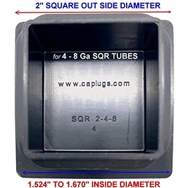 (Pack of 4) Genuine Caplugs ‘Made in USA’ 2" OD Square Tubing Plugs 4-8 Ga Gauge for ID Size 1.56 to 1.67” Furniture Décor – Fencing Post Slides| Hard to find for Thick Heavy Gauge.