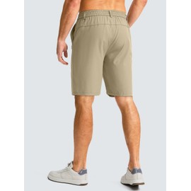 G Gradual Men's Casual Shorts 9" Lightweight Golf Shorts for Men Stretch with 3 Pockets Quick Dry Breathable Work Shorts(Light Khaki,XL)