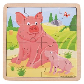 Bigjigs Toys Wooden Chunky Pig & Piglet Jigsaw Puzzle