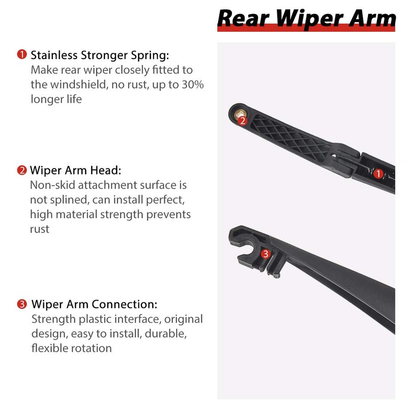 Replacement for Toyota 4Runner 2010-2023, Rear Windshield Wiper Arm Blade