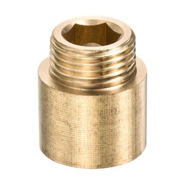 M METERXITY 2 Pack Brass Male to Female Nipple Pipe Fitting Extension, Apply to Outdoor/Faucet/Industrial (G1/2 Thread, 30mm Length)