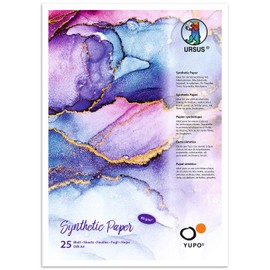 Ursus 16264600 Yupo Paper, 85 g, DIN A4, 25 Sheets, Synthetic, Smooth Surface, Tear and Waterproof, UV Lightfast, Extremely Durable, 100% Recyclable, Versatile Use