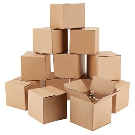 PH PandaHall Pack of 12 Kraft Paper Boxes, 10 x 10 x 10 cm, Brown, Shipping Boxes, Packaging, Paper, Cardboard