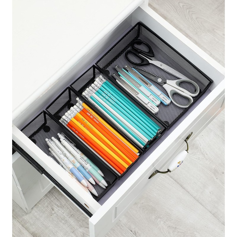 BYCY Silverware Drawer Organizer, Mesh Utensil Organizer for Kitchen Storage,