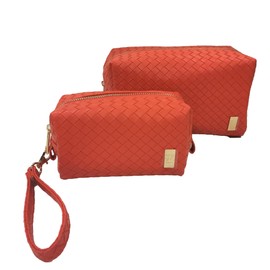TRVL Design - Luxe Duo Dome Cosmetic Set - Woven Collection - Papaya2