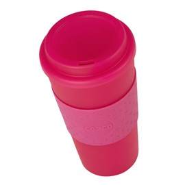 Copco Acadia Double Wall Insulated Travel Mug with Non-Slip Sleeve, Translucent Pink