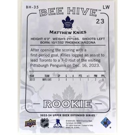 2023-24 Upper Deck Hockey Beehive Rookies Matthew Knies Rookie Card RC #BH-35 WN17