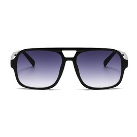 qinqilanqi-S Retro Sunglasses for Men Women Classic 70s Vintage Rectangular Oversized Square Sunglasses Double Bridge, Black/Double Grey