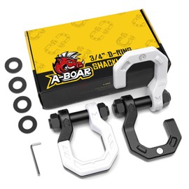 A-BOAR D-Ring Separate Shackles, 2Pack, 3/4" D-Ring Shackles 7/8" Pin, 57320lbs Breaking Strength, Heavy Duty Forged Steel, D-Ring Shackles Towing Winch Shackle for Recovery, Off-Road, Black White