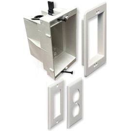 iMBAPrice IMBA-DVFR1W-1 (1-Gang) Recessed Electrical/Outlet Mounting Box w/Paintable Wall Plate for TVs, Kitchen Appliances, 1-Pack