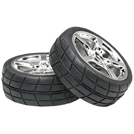 Tamiya OP Parts OP.955 Plated 5 Spoke Wheels 2 Pre-glued Radial Tires (0.9 inch (24 mm) 0) 53955