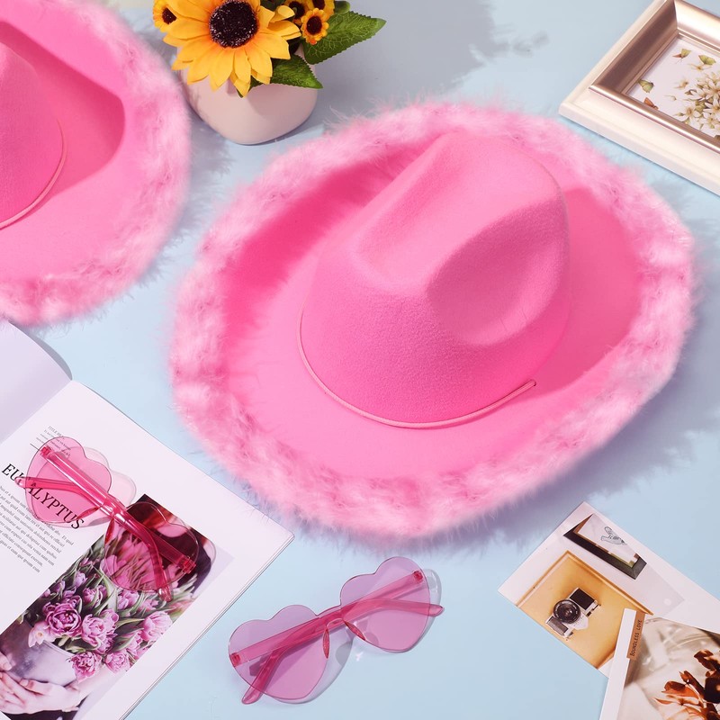 Zhanmai 6 Pieces Cowgirl Hat with Feather Boa and 6