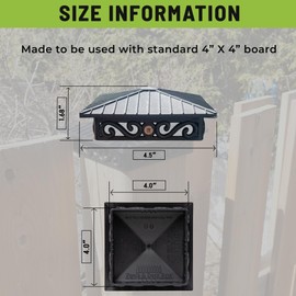 FENCE & DECK RITE Decorative Post Caps for True 4x4 Wood Posts Made from Heavy-Duty Black Fiberglass Reinforced Polypropylene, Weather-Resistant, UV-Protected, Outdoor Fence & Deck Post Covers