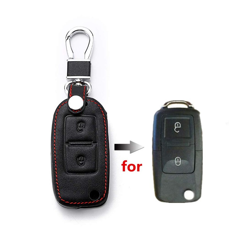 Happyit Leather Car Key Cover Cases keychain for VW Volkswagen