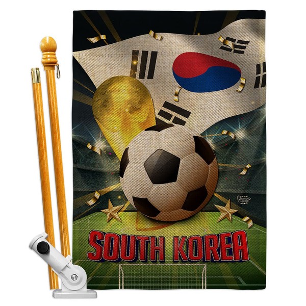 World Cup South Korea Burlap House Flag Set Sports Soccer