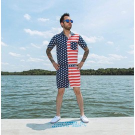 Zesties Male Romper (Large, American Flag)