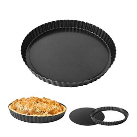 AZKEEGREY 2 Pack Non-Stick Quiche Dishes for The Oven 24cm Quiche Tin with Loose Base, Round Flan Dish with Removable Loose Bottom Tart Tin for Baking