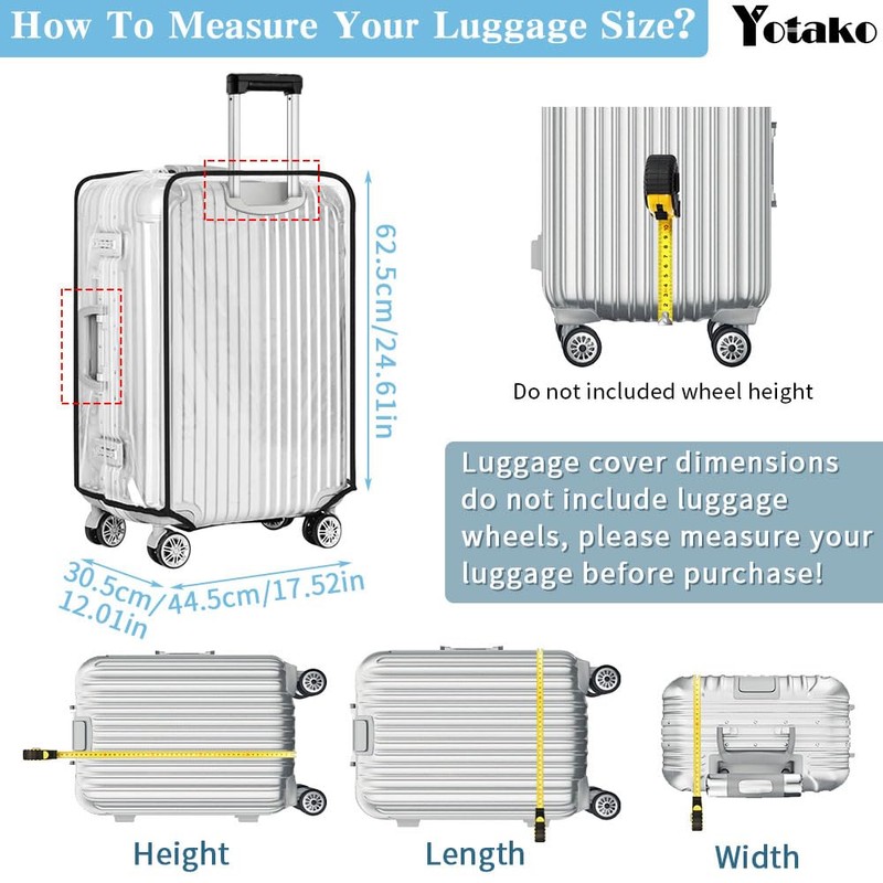 Yotako 26 Inch Suitcase Cover Protectors Clear PVC Luggage Cover