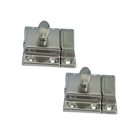 QCAA Oval Turn Cabinet Latch, for Cupboard & Other Furniture, Large, Chrome Plated, Made in Taiwan, 2 Pack