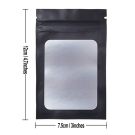 STUs 100 Pack Smell Proof Bags - 3 x 4.7 Inch Resealable Mylar Bags with Clear Window Foil Pouch Bag Flat Bag Matte Black