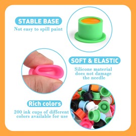 ATOMUS 200 piezas Silicon tattoo Ink Cup desechables Silicon tattoo Pigment Cup cejas redondas delineador de ojos lápiz labial Pigment Cup color mixto tatuaje Pigment Cup