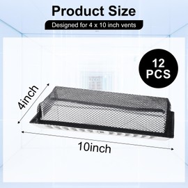 12 Pcs 4 x 10 Inch Floor Register Cover Trap,Black Vent Filters for Home Floor Vent Mesh Filters Net Trap Keeps Pet Hair,Food Out